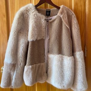 Zara Stylish Faux Fur Coat: Size Large